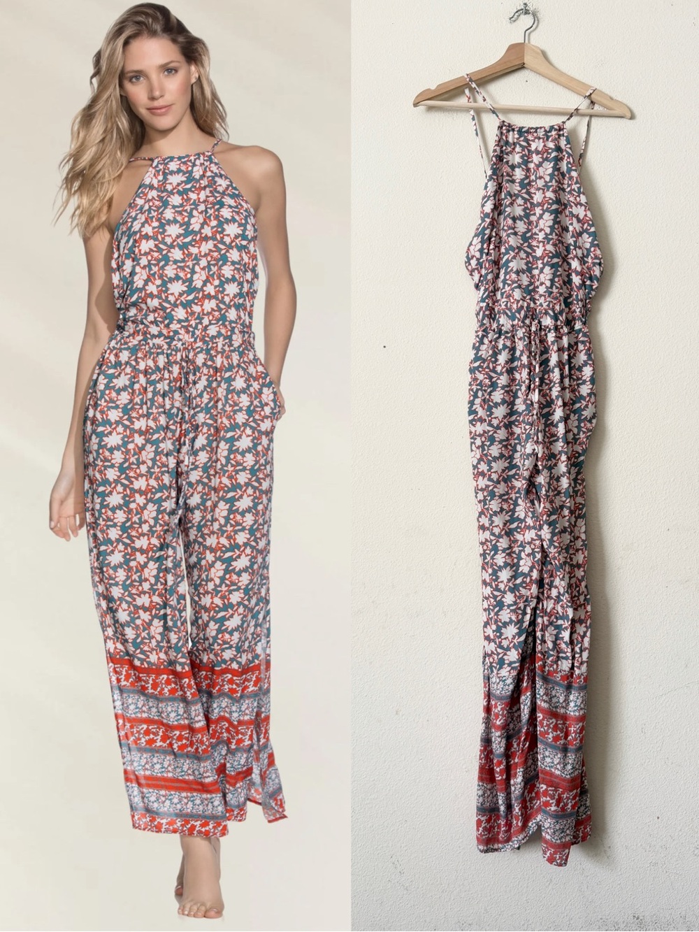 Maaji MEDIUM boho long slit leg jumpsuit